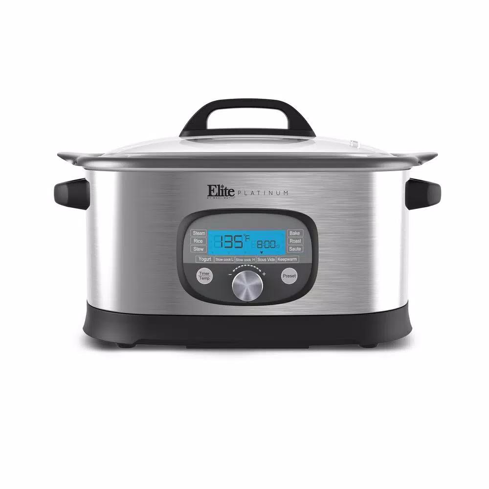 Elite 6.5 Qt. Stainless Steel Electric Multi-Cooker with Non-Stick Aluminum Pot and LCD Display