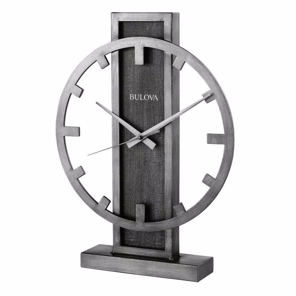 Bulova Silver Streak Contemporary Table Clock with Silver-Tone Metal Case