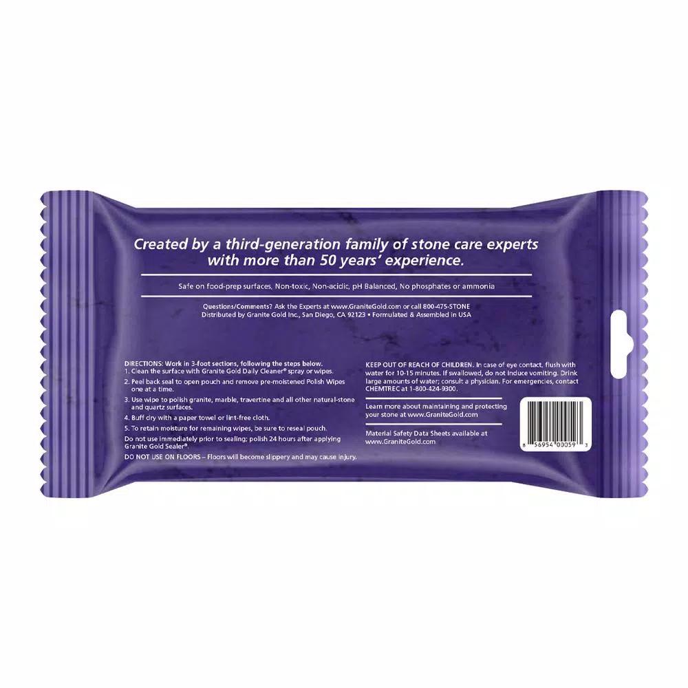Granite Gold Polish Wipes for Natural Stone and Quartz Surfaces
