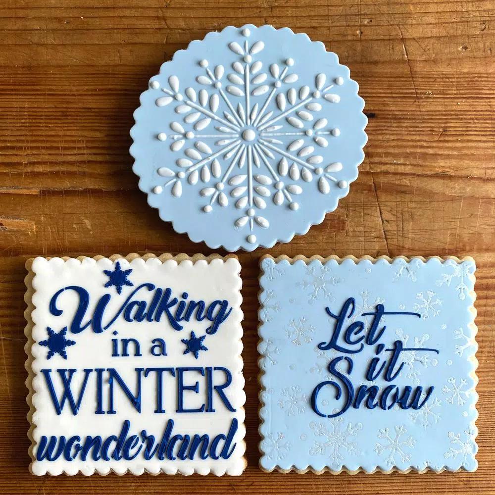 Designer Stencils Winter Wonderland & Let It Snow Cookie Stencil Bundle - 4 Pattern Set