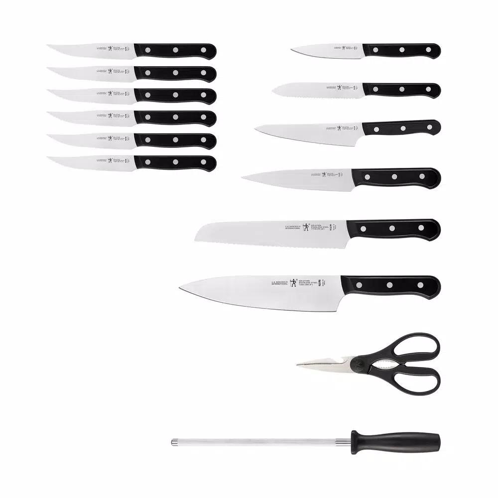 Henckels International Solution 15-Piece Knife Block Set with Hardwood Block