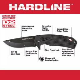Milwaukee Hardline 3.5 in. D2 Steel Smooth Blade Folding Pocket Knife thumbnail 2