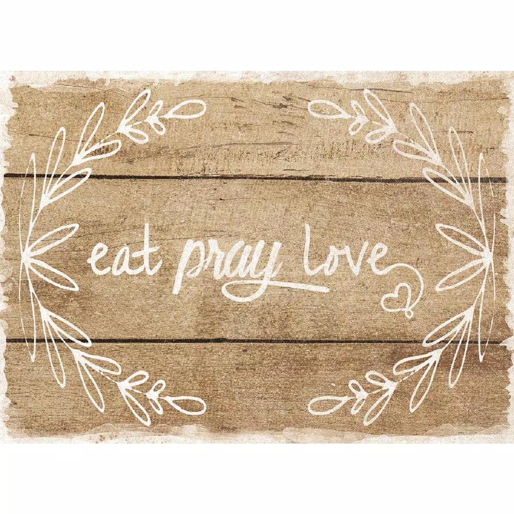 Morgan Home MHF Home Eat, Pray, Love Brown Polypropylene Placemat Set, 18 x 13 in. (4-Pack)