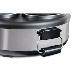 HomeCraft Triple 1.5 qt. Stainless Steel Slow Cooker Buffet Server with 3 Ceramic Pots thumbnail 4