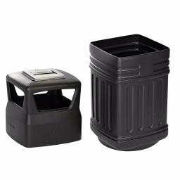 Alpine Industries 16 Gal. Black Commercial Trash Can with Dome Ashtray Lid thumbnail 4