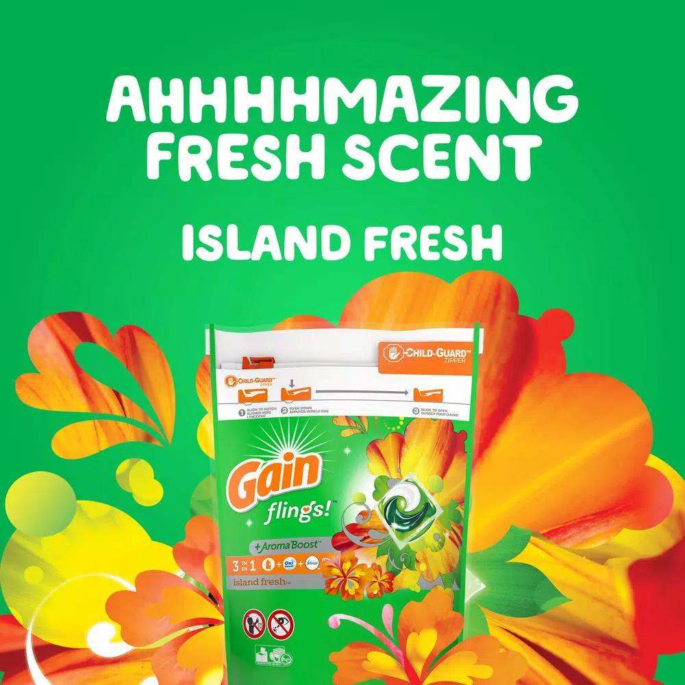Gain Flings Island Fresh Scent Laundry Detergent Pods, 16-Count (6-Pack)