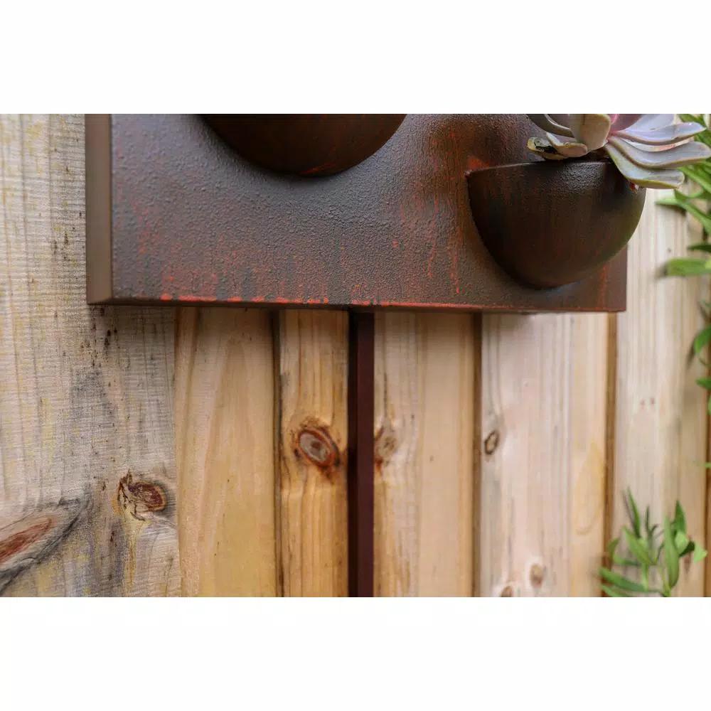 Kenroy Home Silva 31 in. Steel Wall Fountain with Built-in Planters, Rusty Red Finish
