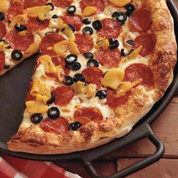 Lodge 14 in. Cast Iron Pizza Baking Pan with Loop Handles thumbnail 2