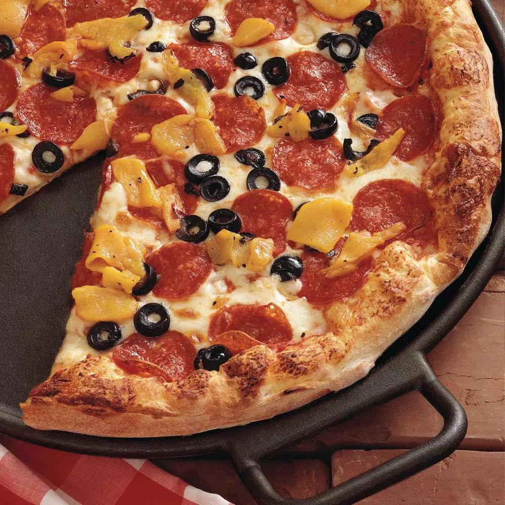 Lodge 14 in. Cast Iron Pizza Baking Pan with Loop Handles