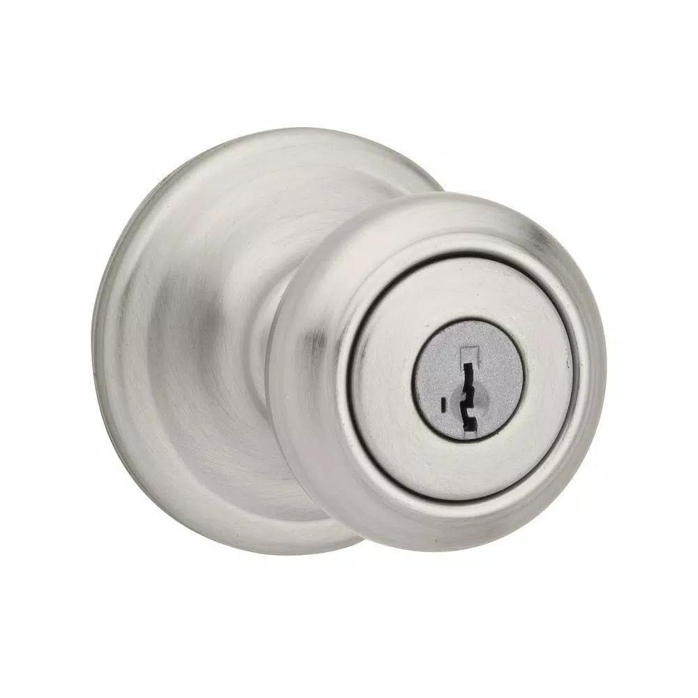 Kwikset Cameron Satin Nickel Keyed Entry Door Knob with SmartKey Security