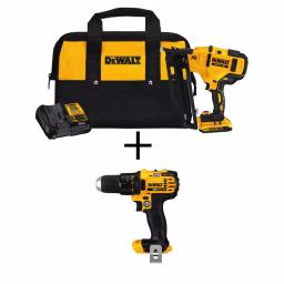 DEWALT 20V MAX 16-Gauge Cordless Angled Nailer Kit with Bonus DCD780B Compact Drill/Driver thumbnail 1