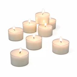 Stonebriar Collection Stonebriar Unscented White Paraffin Tealight Candles, Clear Cup, 48-Pack thumbnail 5