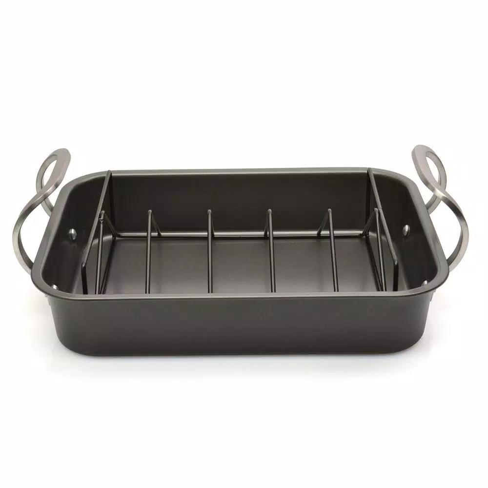 BergHOFF EarthChef 13 in. Carbon Steel Non-Stick Roaster Pan with Rack, 7 qt.