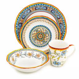 Euro Ceramica Duomo 16-Piece Stoneware Dinnerware Set, Italian Design, Service for 4 thumbnail 2