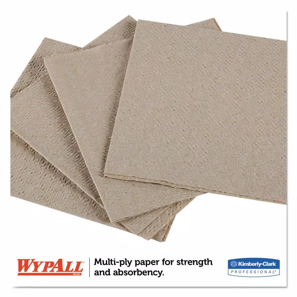 Wypall L20 2-Ply Brown Paper Wipers, 12.5 x 13.25 in, 68/Pack, 12 Packs Per Carton