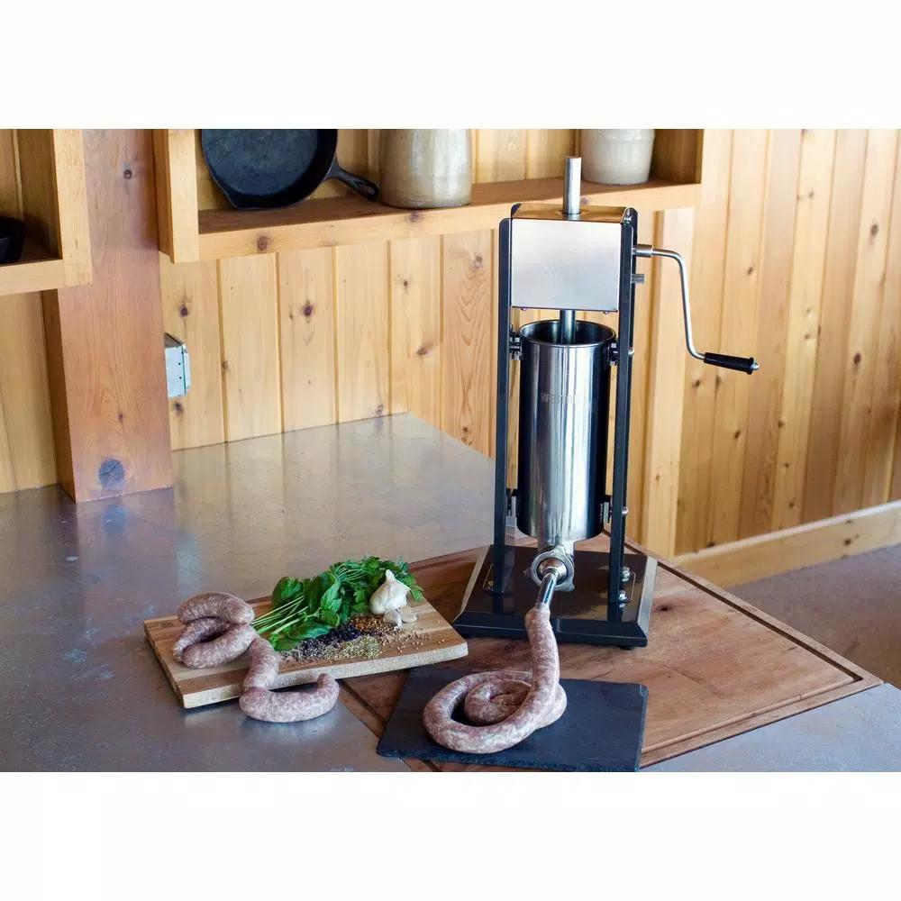 Weston 11 lb. Vertical Sausage Stuffer with Dual-Speed Gears and 4 Stainless Steel Funnels