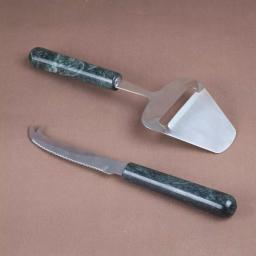 Creative Home Stainless Steel Cheese Cutter and Knife Set with Natural Green Marble Handles (2-Piece) thumbnail 4