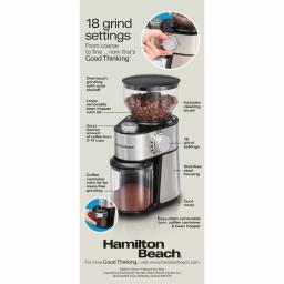 Hamilton Beach 16 oz Stainless Steel Burr Coffee Grinder with 18 Grind Settings thumbnail 5
