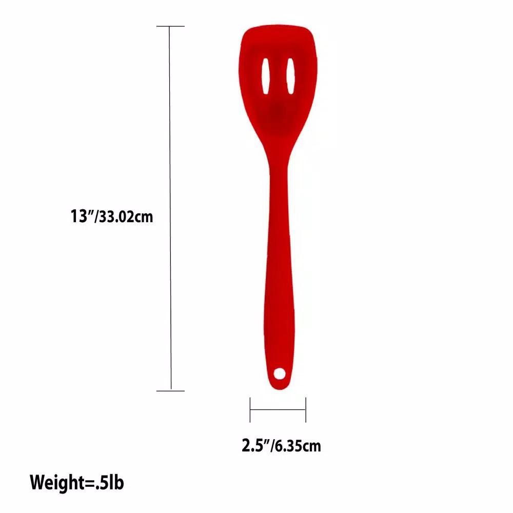 Unbranded Red Silicone Heat-Resistant Slotted Spoon for Non-Stick Cookware