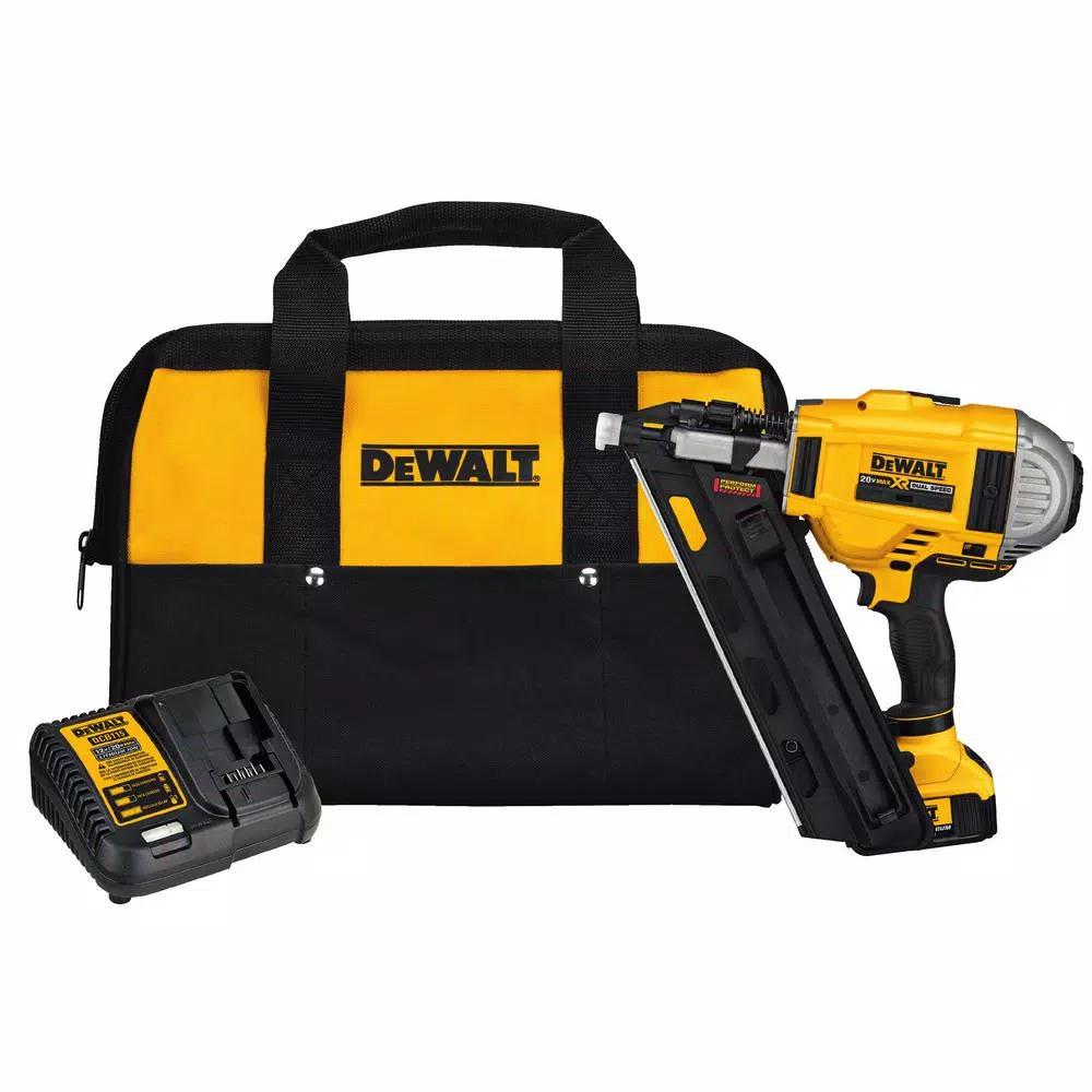 DEWALT 20V MAX XR Brushless 30-Degree Framing Nailer Kit with 4Ah and Bonus 5Ah Battery