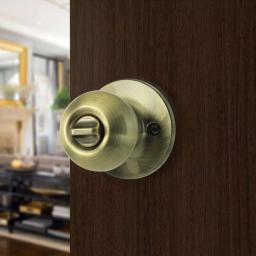 Toledo Fine Locks Antique Brass Privacy Door Knob Set, Classic Full Ball Style thumbnail 3