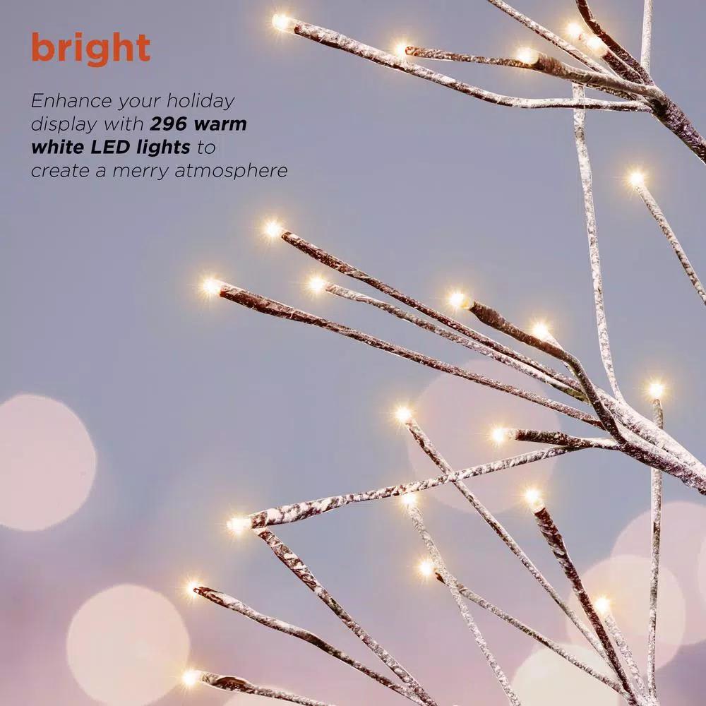 Alpine Corporation 6ft Frosty Flocked Brown Artificial Christmas Tree with Warm White LED Lights