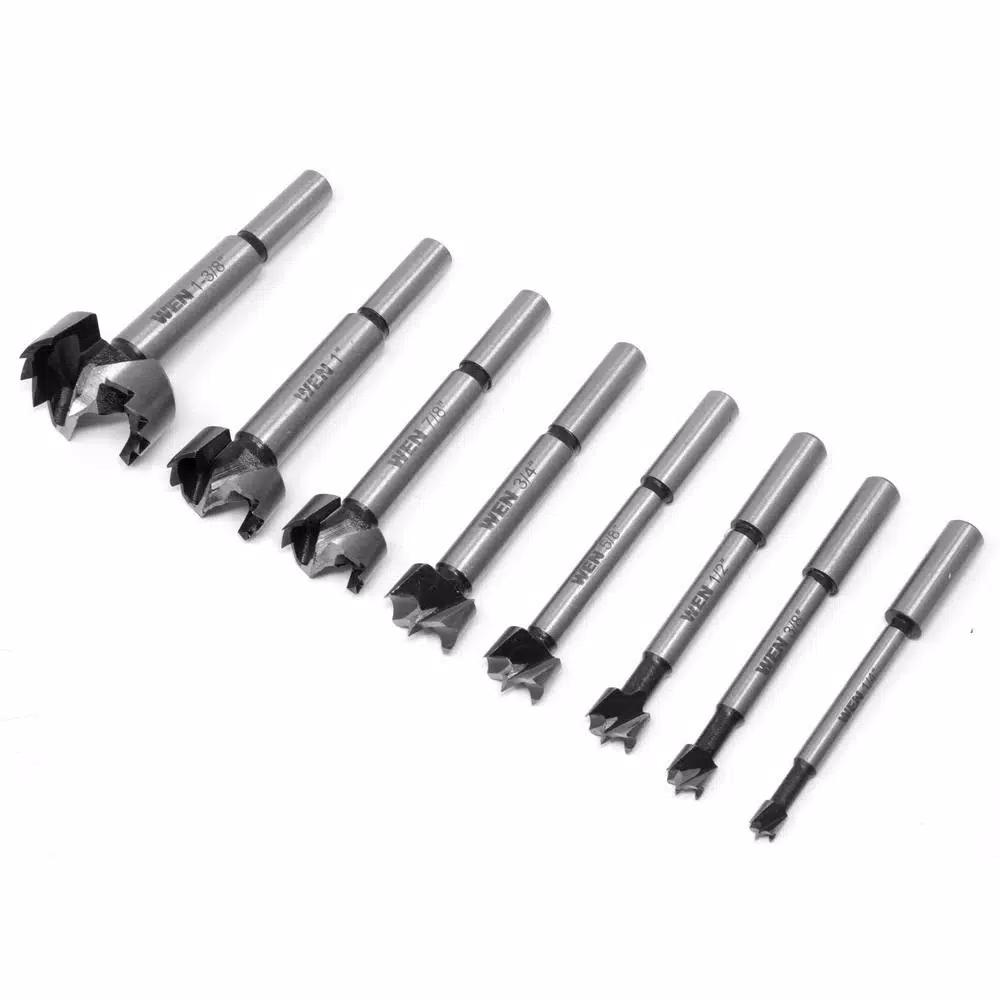 WEN 8-Piece Forstner Bit Set with Carrying Case, High Carbon Steel