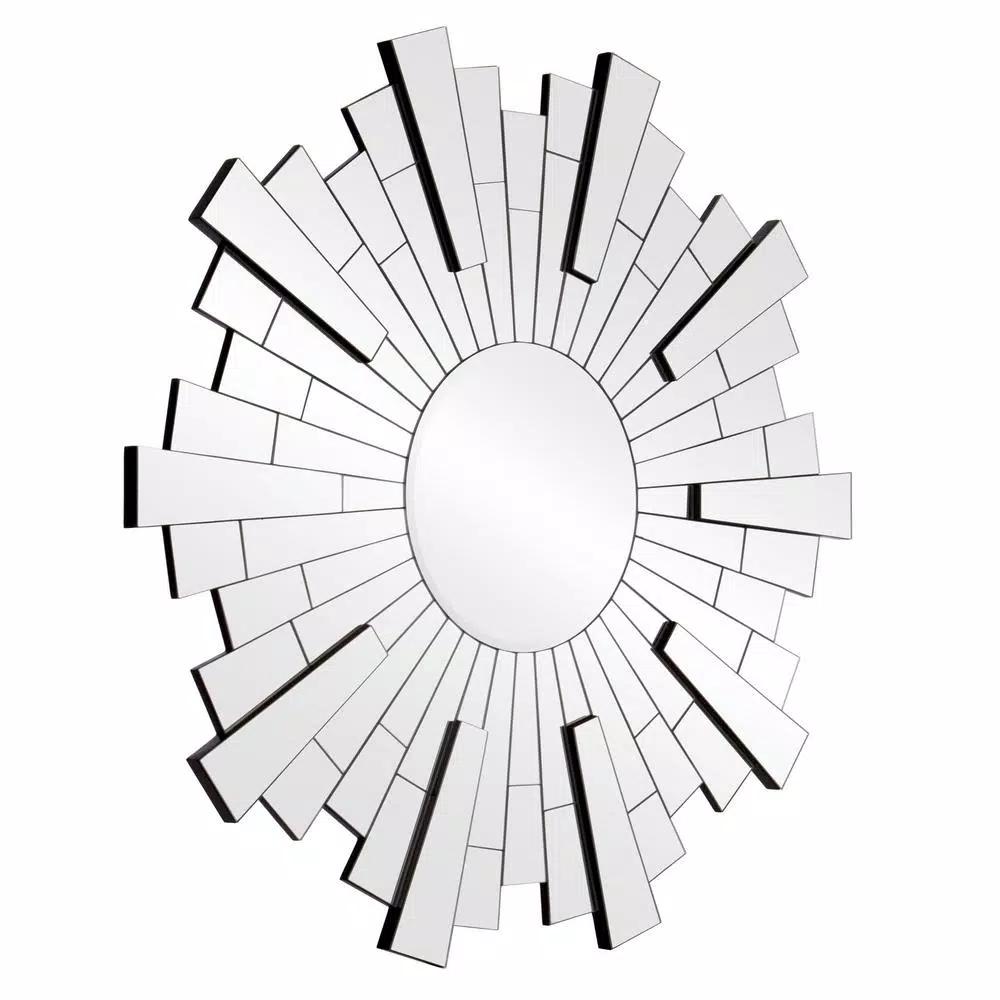 Pinnacle 36 in. Sunburst Silver Beveled Glass Contemporary Accent Mirror
