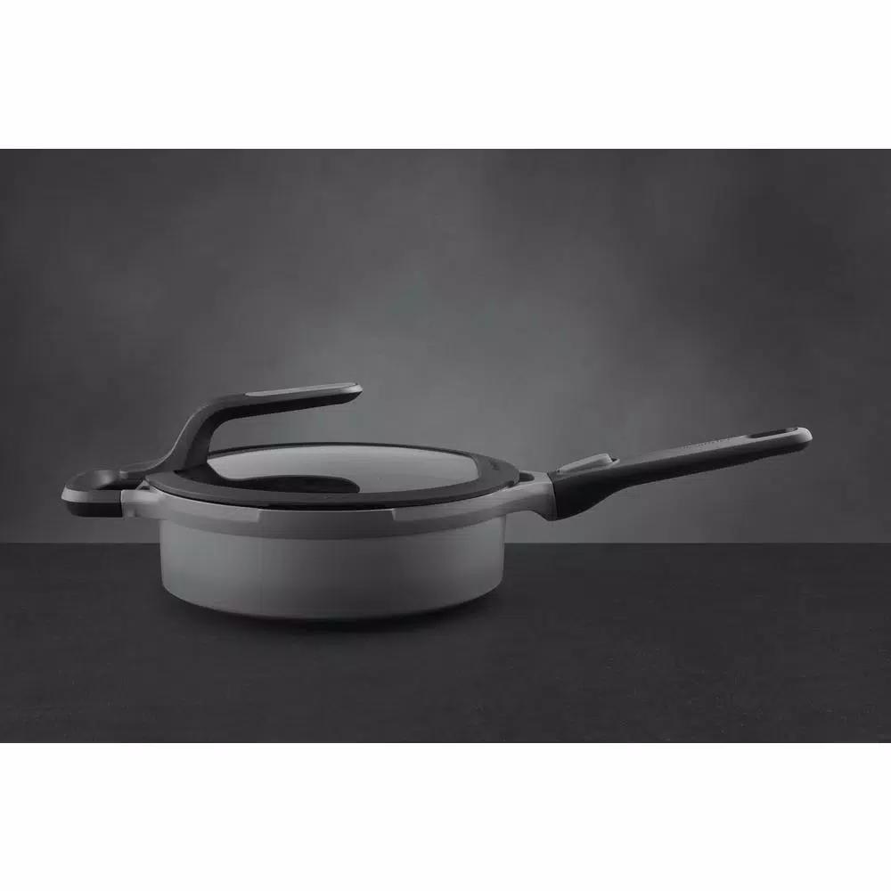 BergHOFF GEM Stay Cool 3.5 qt. Cast Aluminum Nonstick Saute Pan with Glass Lid, Gray