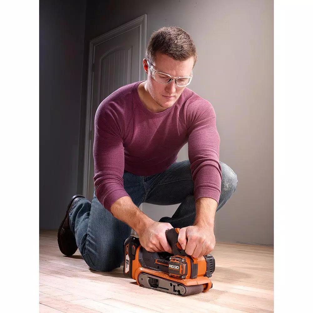 RIDGID 18V Cordless Brushless 3 in. x 18 in. Belt Sander with 1.5 Ah Lithium-Ion Battery