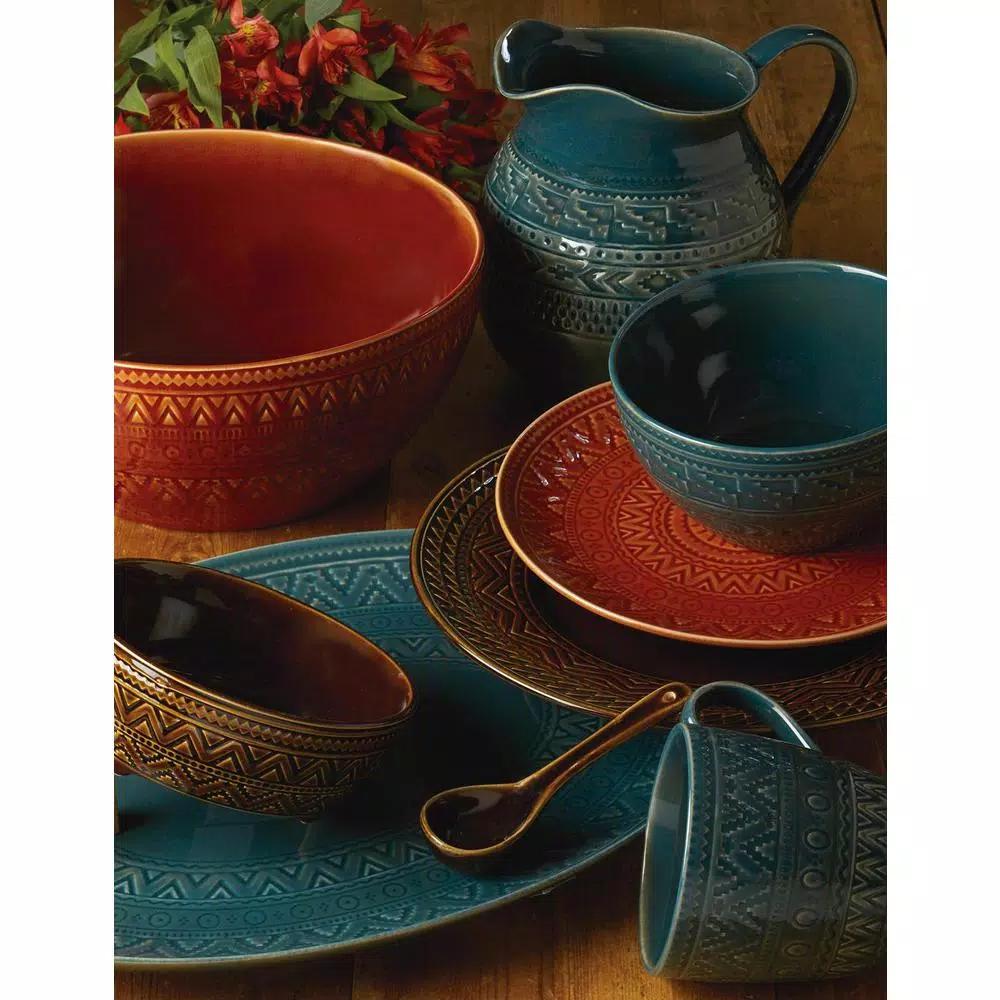 Certified International Aztec Rust Stoneware 12.75 in. Round Platter