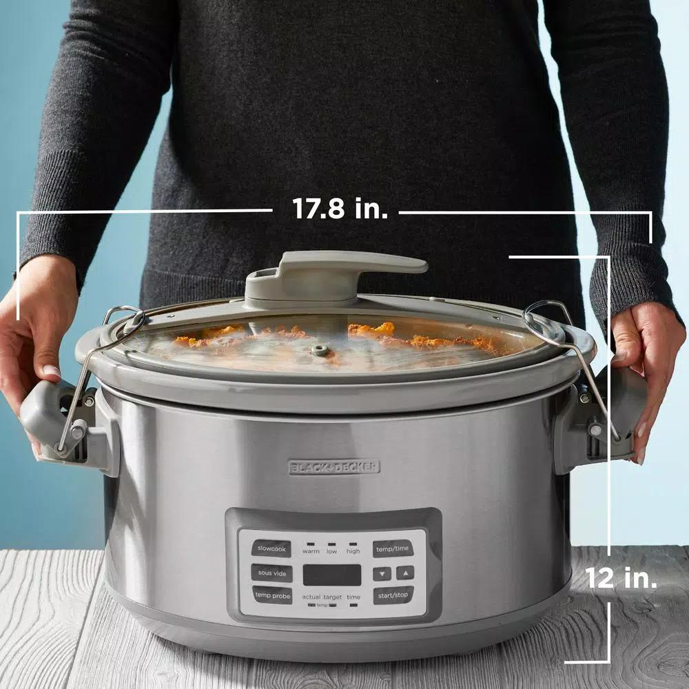 BLACK+DECKER 7 Qt. Stainless Steel Digital Slow Cooker with Temperature Probe and Sous-Vide Function