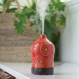 Airome Lotus Ultrasonic Essential Oil Diffuser, 9.3 in, Red/Orange Ceramic thumbnail 2