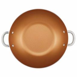 Ayesha Curry Ayesha Home Collection 14 in. Porcelain Enamel Nonstick Aluminum Wok, Brown Sugar thumbnail 2