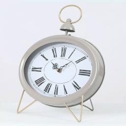 Winsome House Gray Oval Decorative Table Clock - Shabby Chic Analog Desk Clock with Roman Numerals thumbnail 10