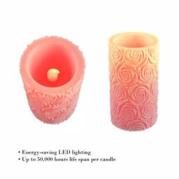 Lavish Home Rose Embossed LED Flameless Candle with Remote Control, Pink Real Wax thumbnail 3