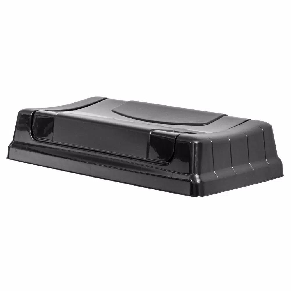 United Solutions Highboy Swing Open Lid, Black Plastic Trash Can Lid