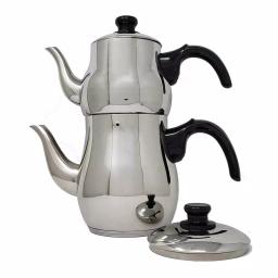 Lavohome Turkish Samovar Style Stainless Steel Double Handle Teapot and Kettle Set, 1.1L & 2.5L thumbnail 1