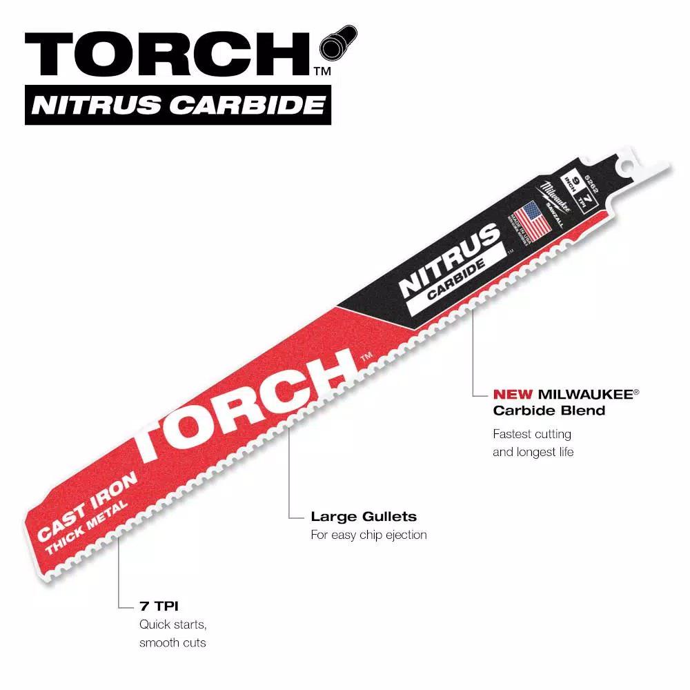 Milwaukee 12 in. Torch Nitrus Carbide 7 TPI Reciprocating Saw Blades, 5-Pack