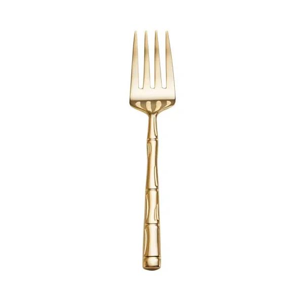 Wallace Gold-Plated Bamboo Design 18/10 Stainless Steel Cold Meat Serving Fork