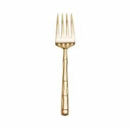 Wallace Gold-Plated Bamboo Design 18/10 Stainless Steel Cold Meat Serving Fork thumbnail 1