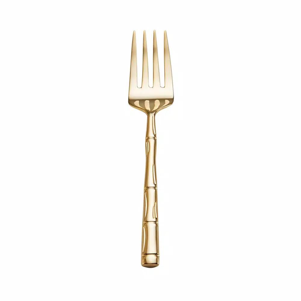 Wallace Gold-Plated Bamboo Design 18/10 Stainless Steel Cold Meat Serving Fork
