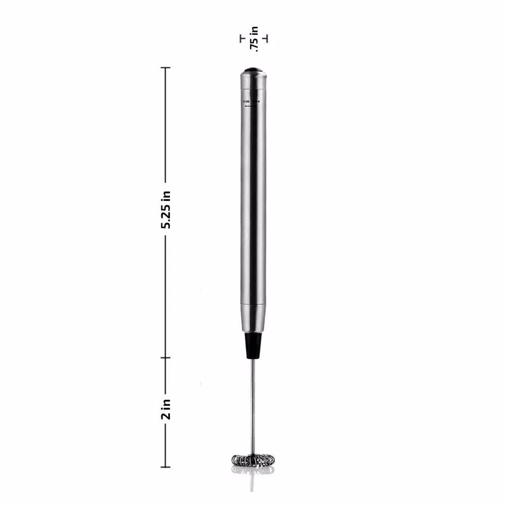 Ovente Electric Stainless Steel Milk Frother, Handheld Battery Operated Coffee Whisk, Silver (FRS1010S)