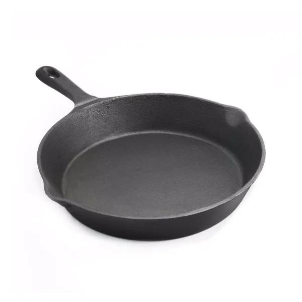ExcelSteel 9 in. Cast Iron Skillet, Black Heavy Duty Round Pan for Stove Top and Oven