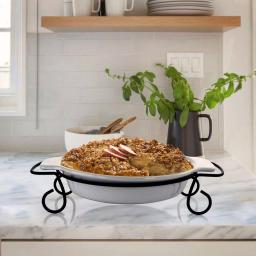 Gibson Elite Gracious Dining 2-Piece Stoneware Bakeware Set with Metal Rack, Oval, White thumbnail 3