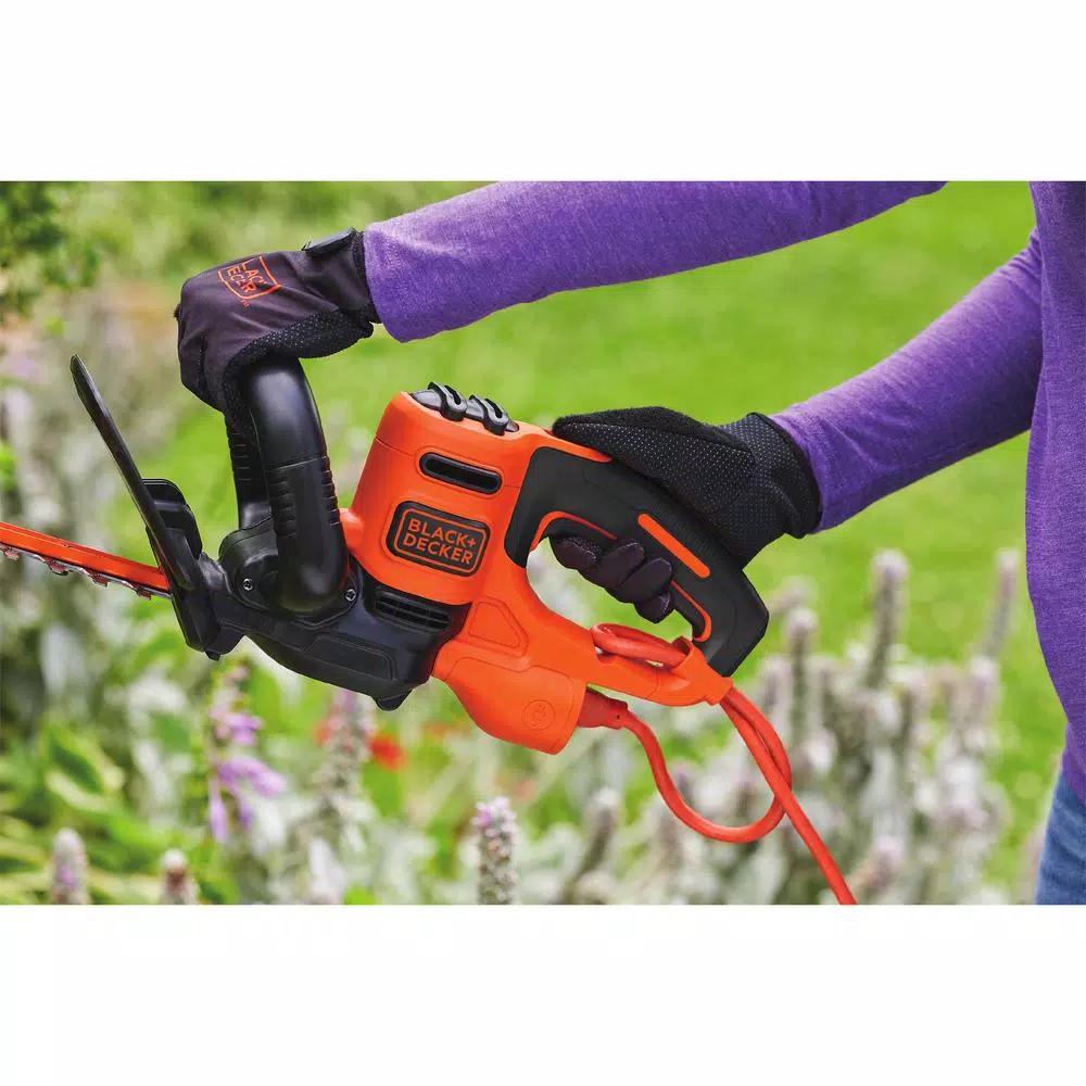 BLACK+DECKER 22 in. 4.0 Amp Corded Electric Hedge Trimmer with Dual-Action Hardened Steel Blades