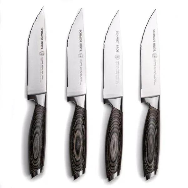 SCHMIDT BROS. Schmidt Brothers 4-Piece Bonded Ash Jumbo Steak Knife Set with Wood Gift Box