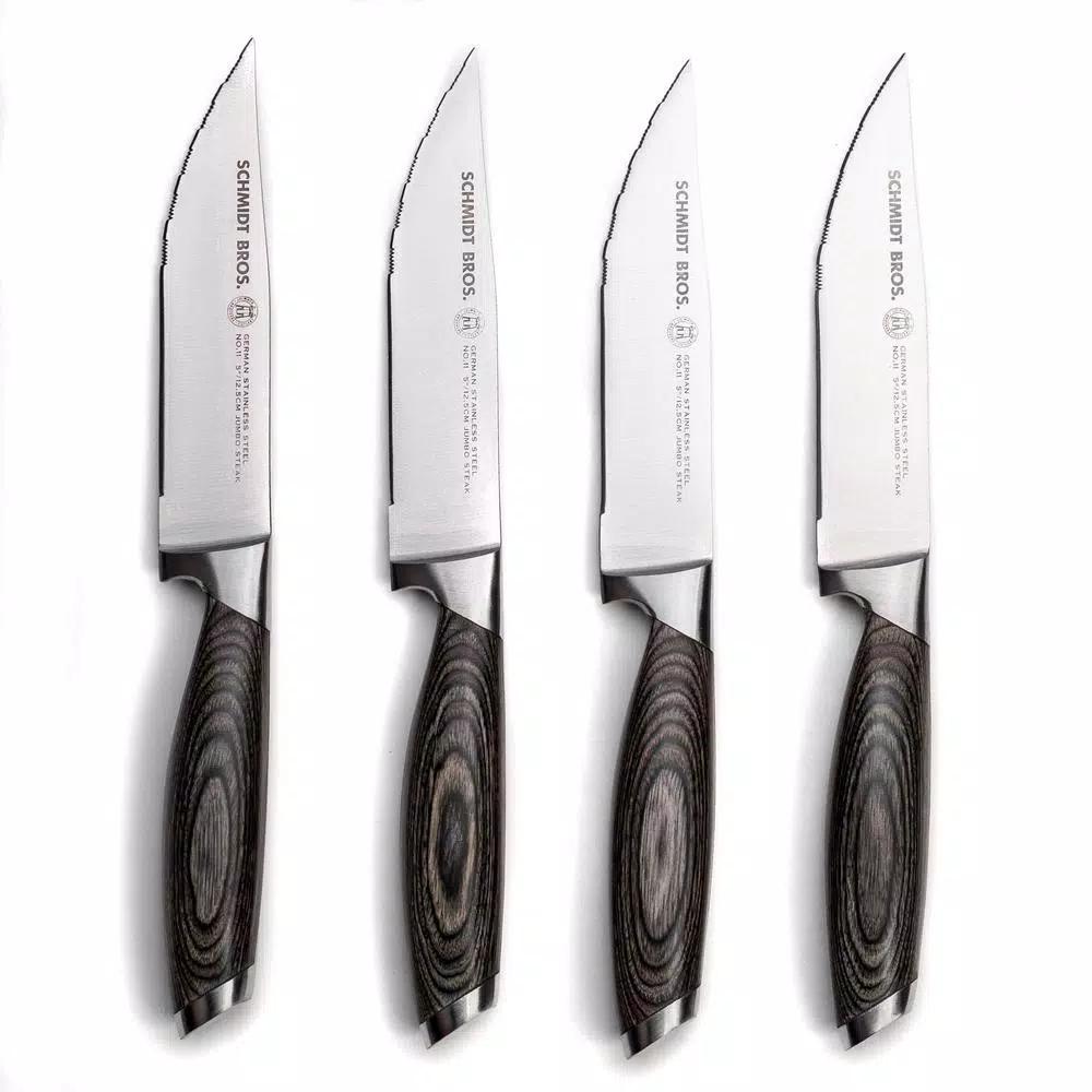 SCHMIDT BROS. Schmidt Brothers 4-Piece Bonded Ash Jumbo Steak Knife Set with Wood Gift Box