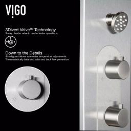 VIGO Dilana 66.875 in. Stainless Steel 6-Jet High Pressure Shower Panel System with Handheld Dual Shower thumbnail 6