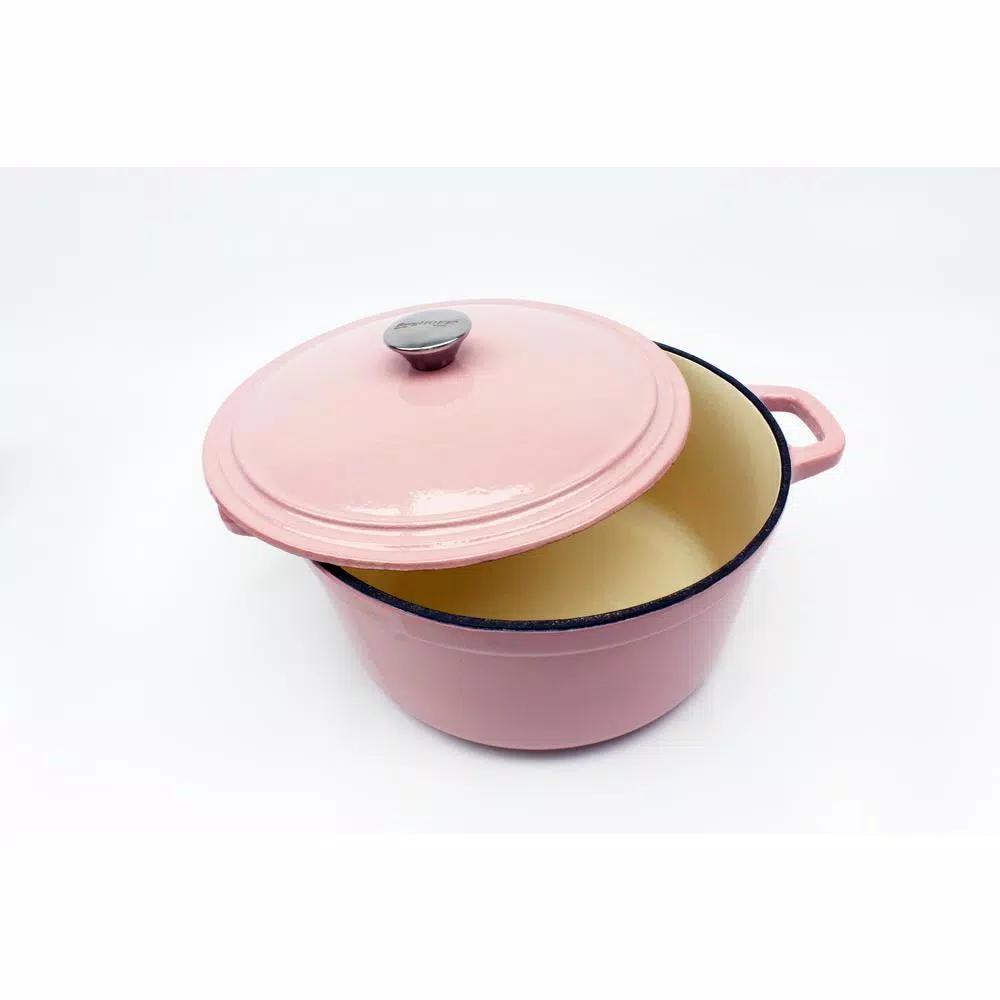BergHOFF Neo 7 qt. Round Cast Iron Casserole Dish with Lid, Pink